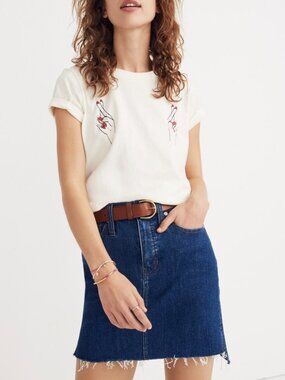 Madewell Stretch Denim Straight Mini Skirt: Step-Hem Edition